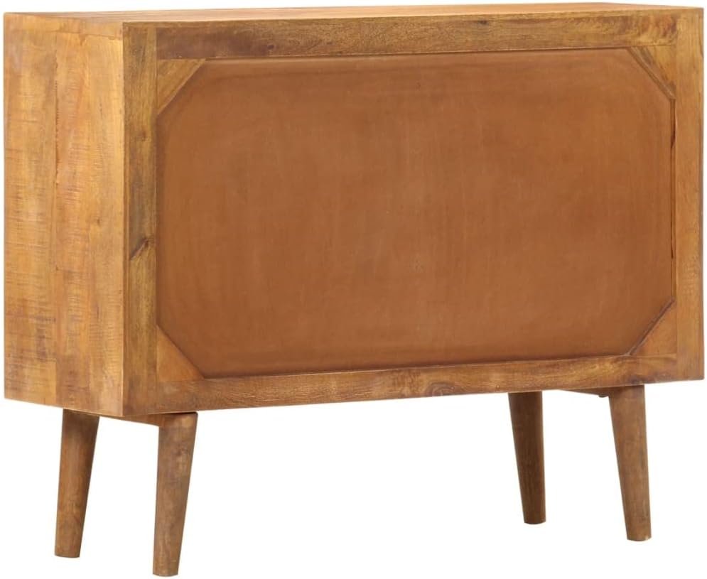 Mid-Century Modern Sideboard with Six Large Drawers, Solid Mango Wood and MDF...