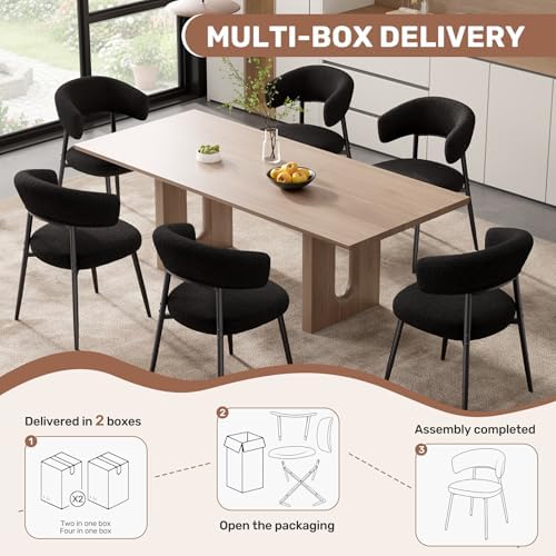 Dining Chairs Set of 4, Mid Century Modern Kitchen Chairs, Boucle Upholstered...
