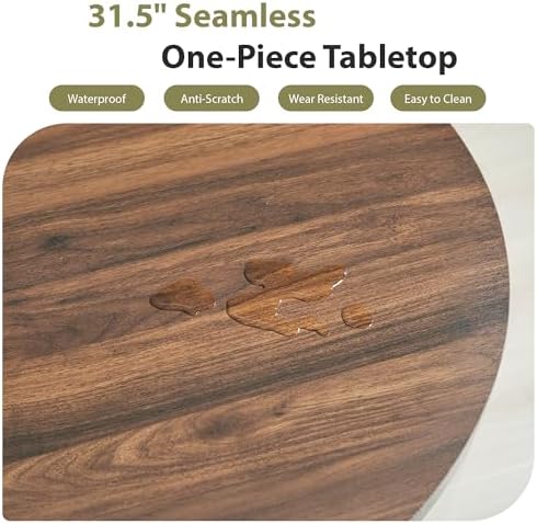 31.5" Round Dining Table for 2-4, Modern Farmhouse Kitchen Table with 2-...