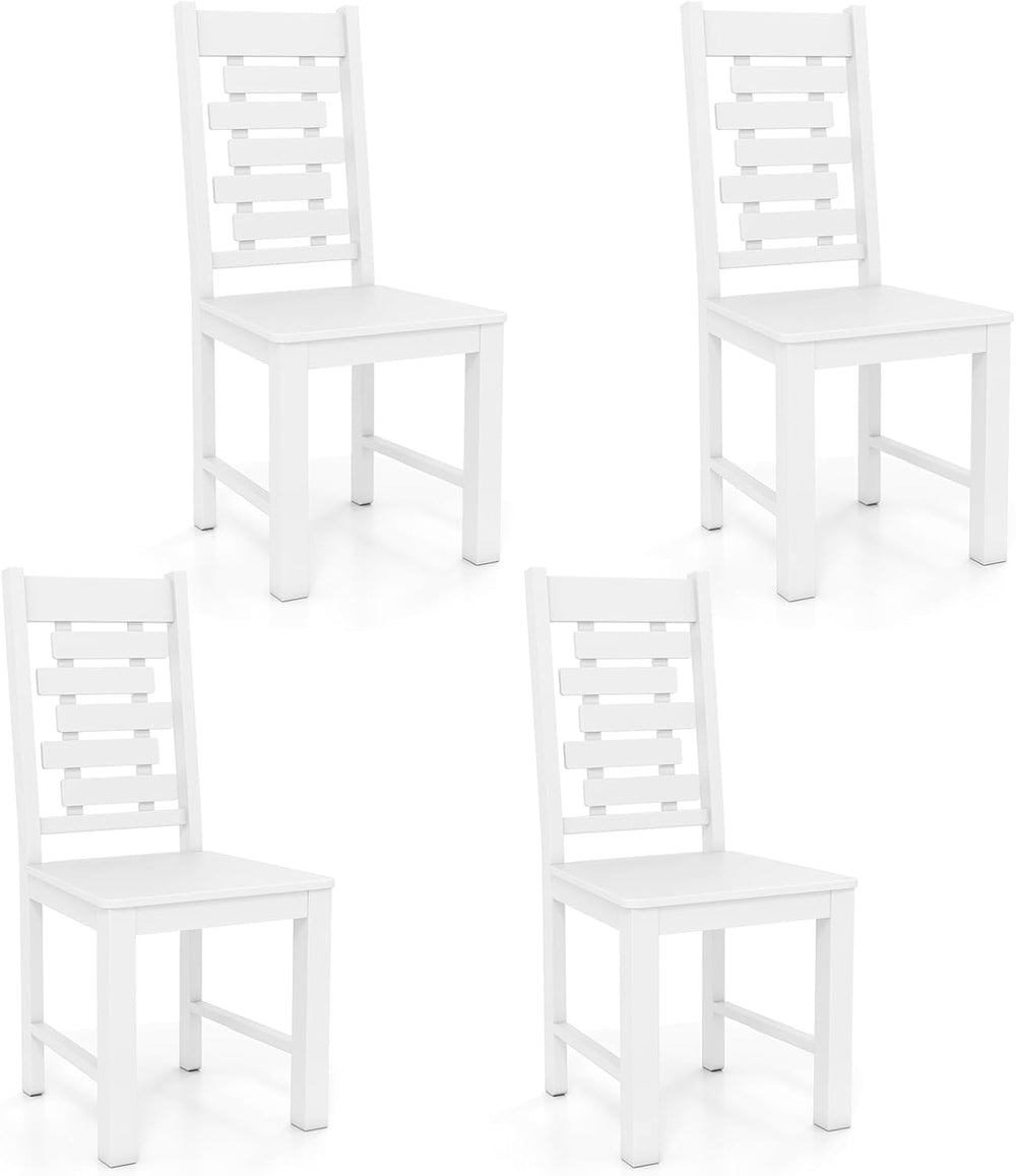 Giantex Wooden Dining Chairs Set of 4, 100% Solid Rubber Wood Kitchen Chair w...