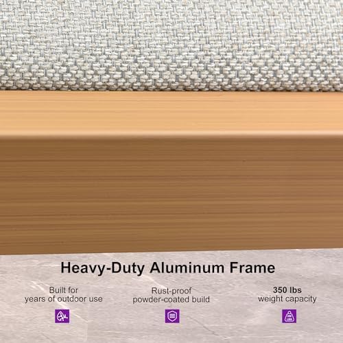 PURPLE LEAF Outdoor Bar Stool Chair Set of 2, Rustproof Aluminum, Teak