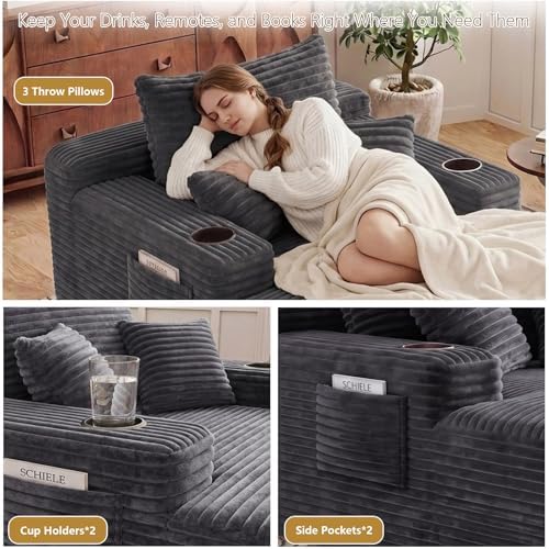 65" Oversized Chaise Lounge Chair Indoor, Chaise Lounge Chair with Cup H...