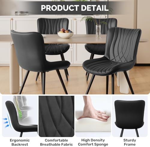 Modern Dining Chair, PU Leather Dining Room Chairs Set of 4