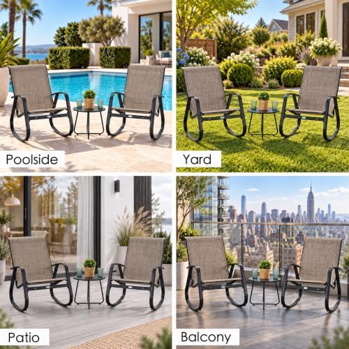 Kozyard 3-Piece Outdoor Rocking Chair Set, Patio Bistro Set