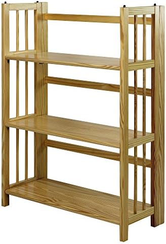 Casual Home 3-Shelf 27.5" Wide Folding Stackable Bookcase, Natural (New)