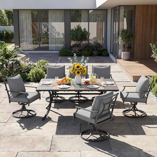 Grand patio 7-Piece Outdoor Dining Set for 6 with Swivel Patio Chairs
