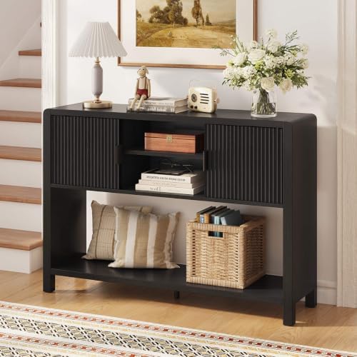 FATORRI Console Sofa Table with Storage for Entryway, 43.31" Black