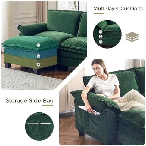 KKL Large V-Shaped Modular Sectional Sofa, 7 Seater Cloud Couch with Ottoman,...