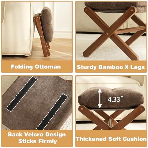 Baveke Foldable Ottoman Foot Rest for Chair, Small Foot Stools Ottoman for Ho...