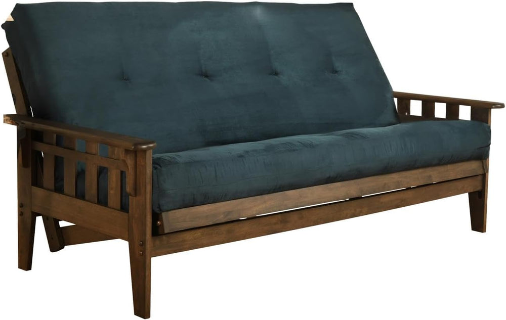 FutonX Rustic Walnut Frame and Mattress Set with Choice to add Drawers, 8 Inc...