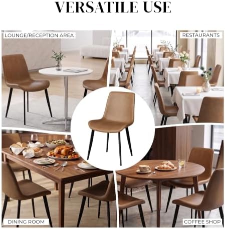 Dining Chairs, Modern PU Leather Dining Room Chair with Sturdy Metal Legs, Up...