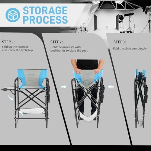 Outvita 4 Piece 31" Tall Directors Chair Height Seat Folding with Side T...