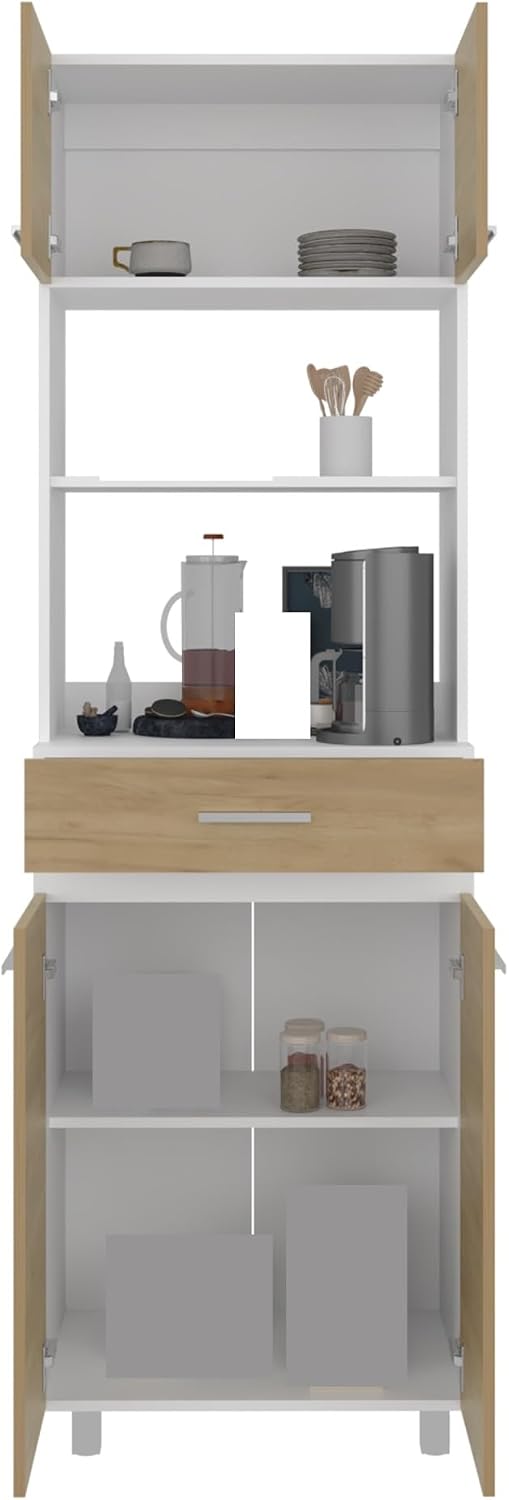 Vintage Rustic Pantry Cabinet, Freestanding Kitchen Storage, for Food Dishes ...