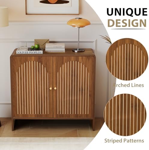 31.5" Buffet Cabinet with Storage, Walnut Buffet Storage Cabinet