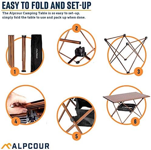 Alpcour Portable Camping Table – Lightweight, Compact Folding Side Table in a...