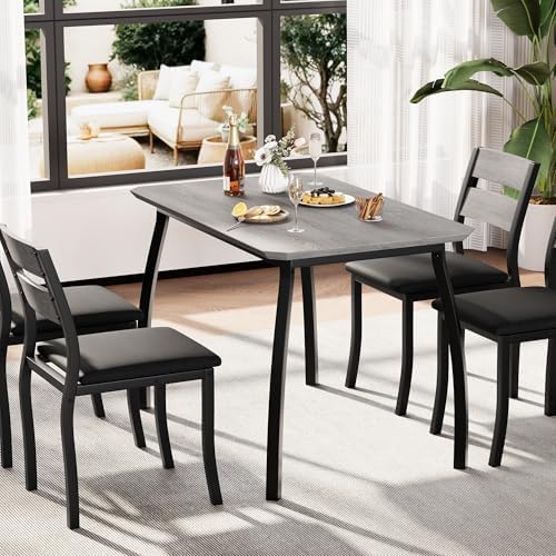 IDEALHOUSE Dining Table Set for 4 Modern Kitchen Table and Chairs Set with Ch...