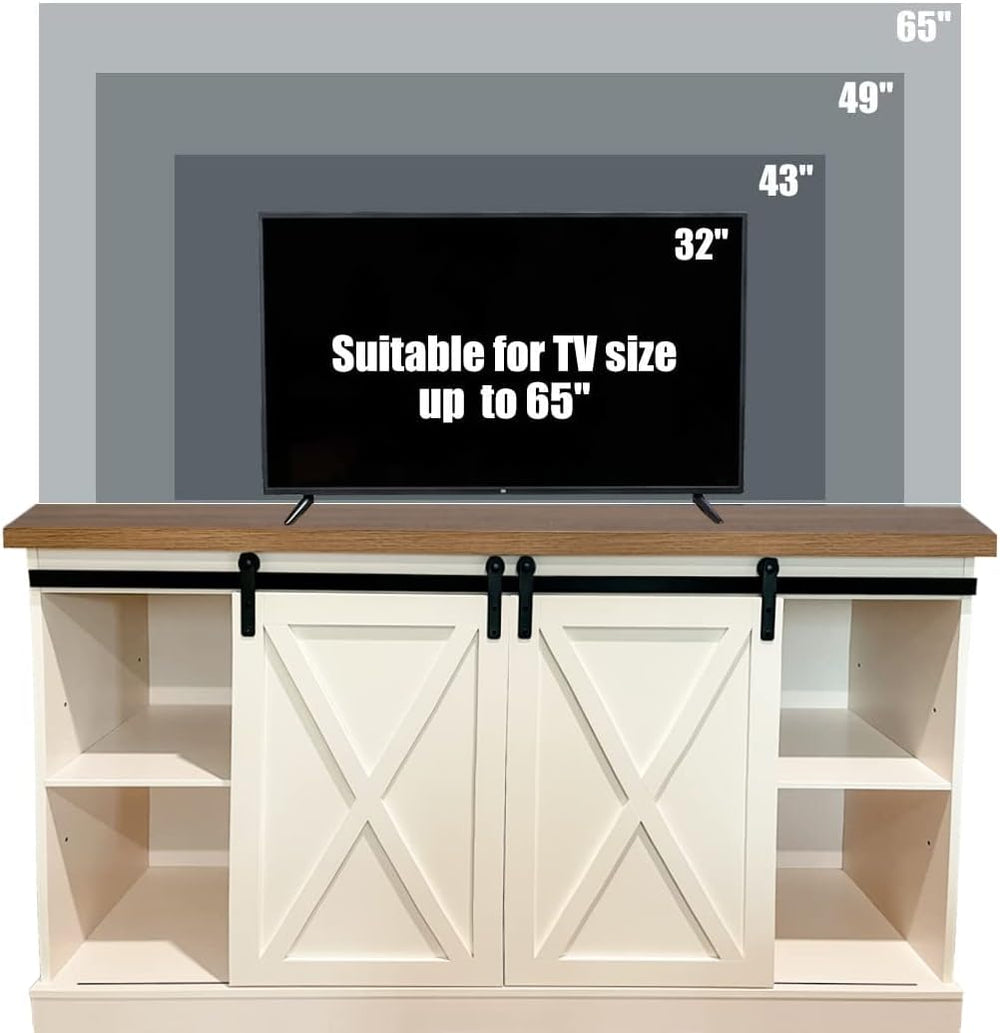 PHI VILLA Farmhouse Coffee Bar Cabinet, Barn Door Kitchen Storage Cabinet | W...