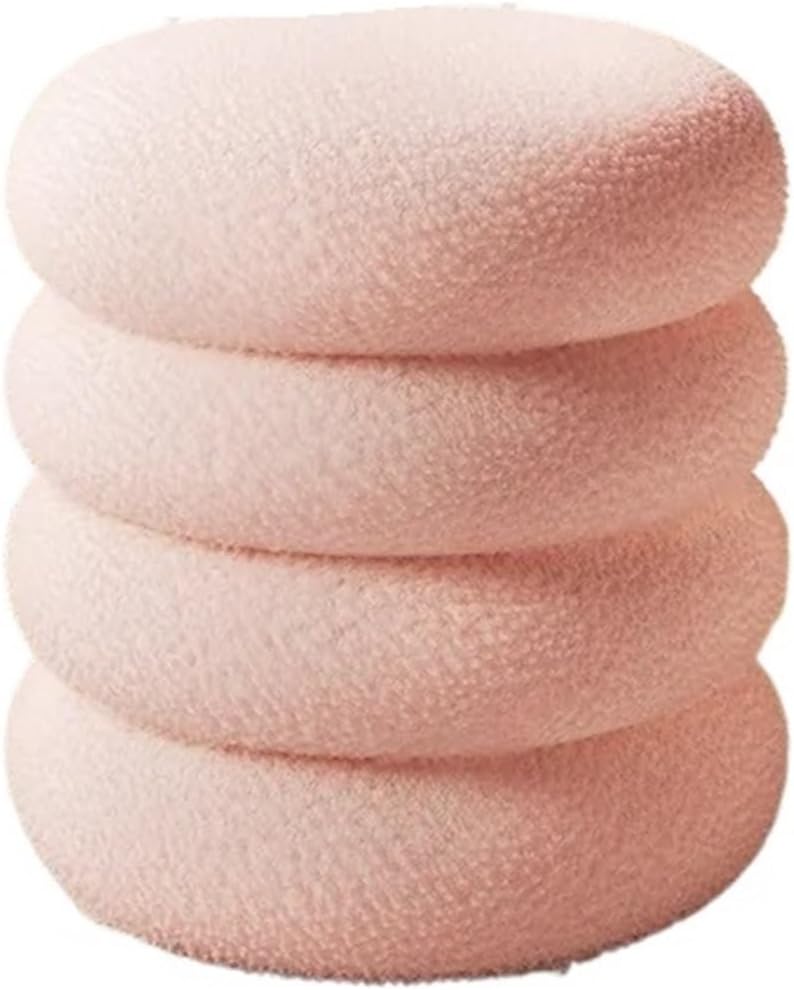 Soft Lamb Wool Ottoman Cream Vanity Stool for Girls' Makeup Bedroom Chair...