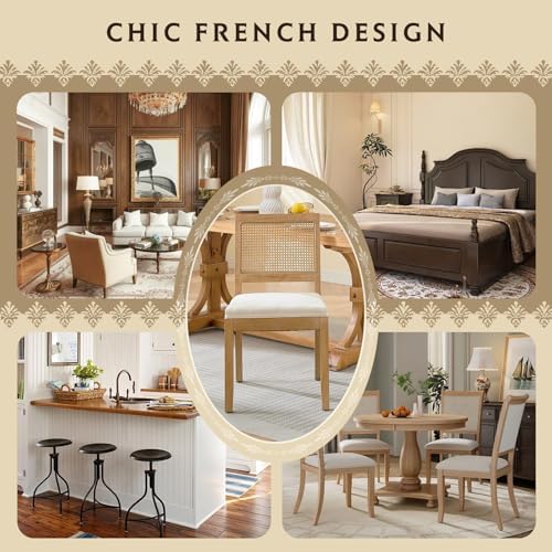 SoarFlash French Dining Chairs Set of 4, Vintage Louis Dining Chairs with Rat...
