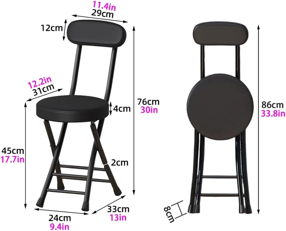 18inch Counter Height Folding Stools for Adults, Cushioned Padded Folding Bar...