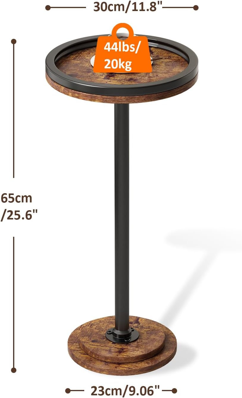 LINGMI Small Side Table, Round Martini Drink Table for Small Spaces, Modern A...