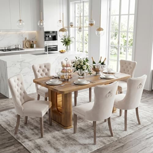 64.5" Dining Room Table Set for 6, Farmhouse Wood Kitchen Table with Dec...