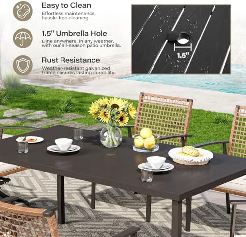 LAUSAINT HOME 7 Pieces Patio Dining Set, Outdoor Furniture Set of 6 Chairs wi...