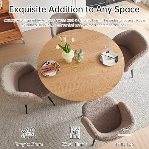 NORDICANA 5-Piece Wooden Round Dining Room Table and Chair Set, 47-Inch Kitch...
