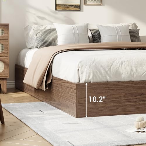 GarveeHome Wood Platform Bed Frame, Queen Bed Frame with 2 Drawers
