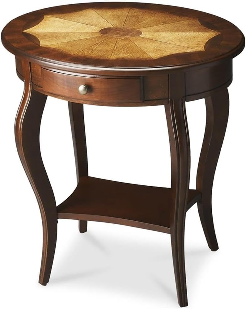 Beaumont Lane Traditional Oval Accent Table, Cherry Finish, Rubberwood and MD...