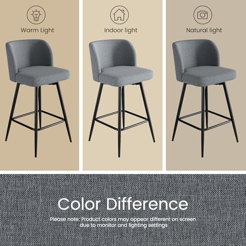 Swivel Bar Stools Set of 2, 26" Counter Height Bar Stools with High Back...