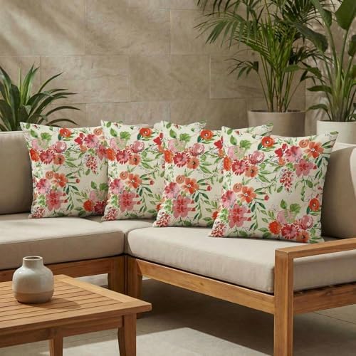 RSH DECOR Square Throw Pillows Set of 4, 20" x 20", Outdoor Pillows...