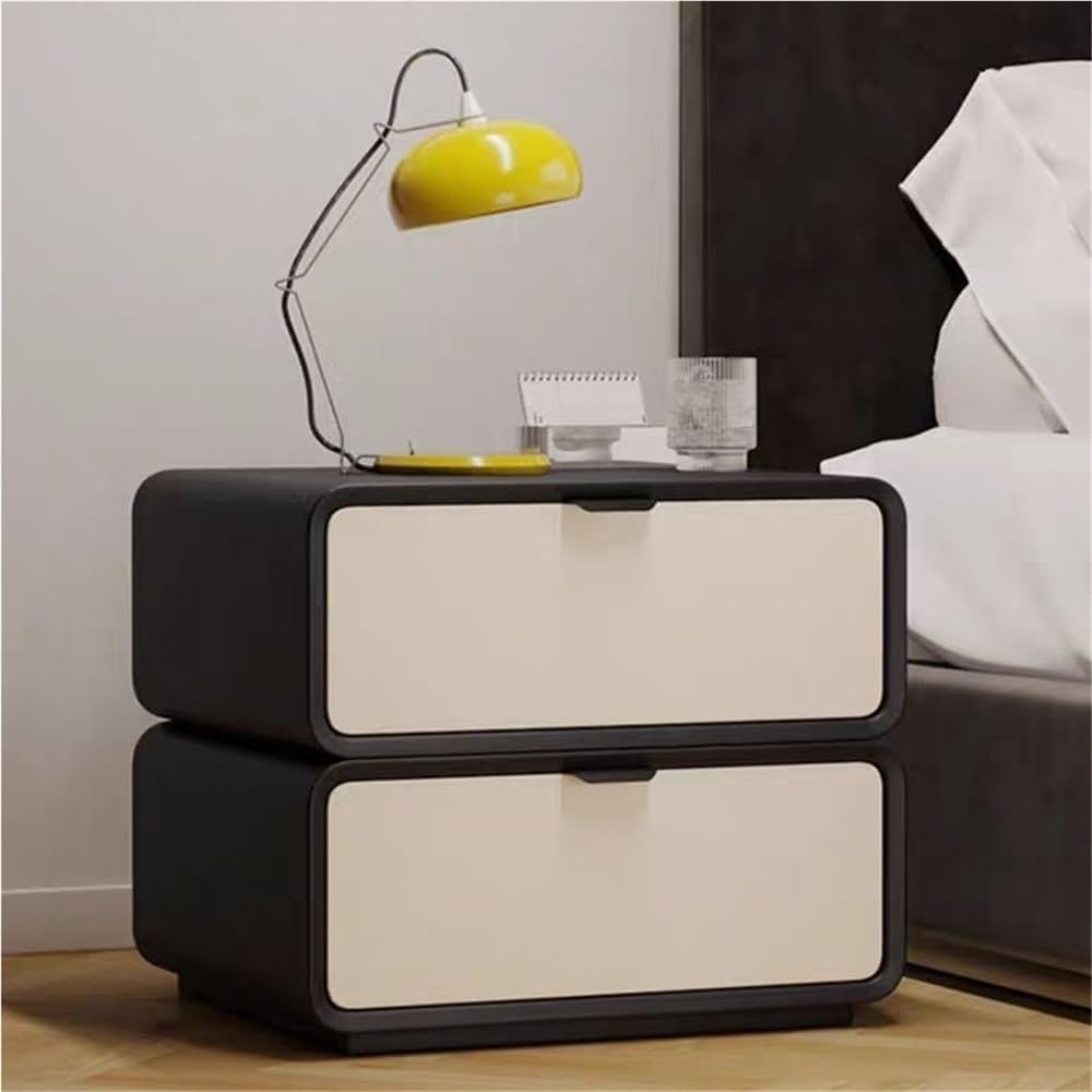 2 Drawer Bedside Table Wood Full Floor-Standing Nightstand Modern Side Table ...