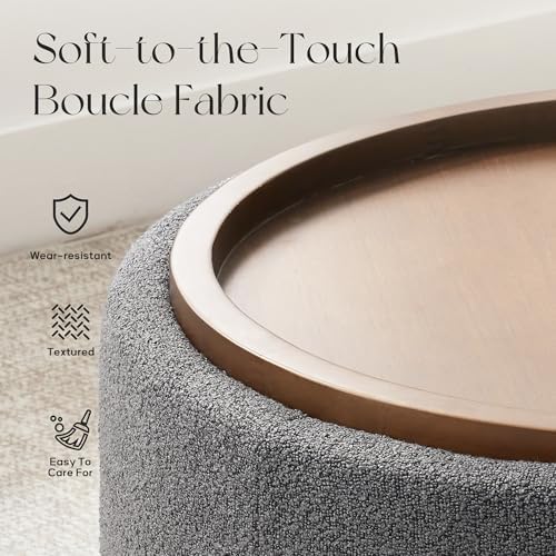 Zihanhome 30 Inch Round Storage Ottoman, Ottoman Coffee Table with Lift Off L...
