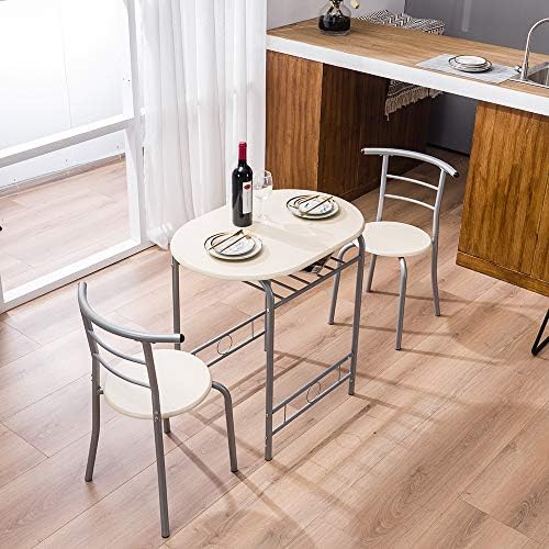 VINGLI 3 Piece Dining Set, Small Kitchen Table Set for 2, Breakfast Table Set...