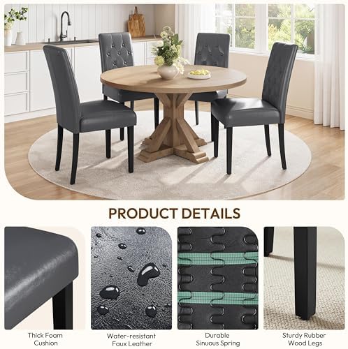 Yaheetech Dining Chairs Set of 6 Button Tufted Kitchen Chairs Gray