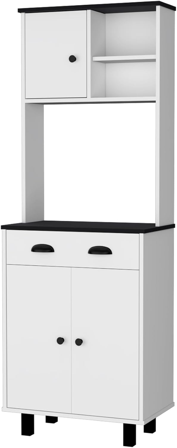 Tacna Kitchen Pantry with Storage Shelves and Drawer | Ample storage with 2 o...