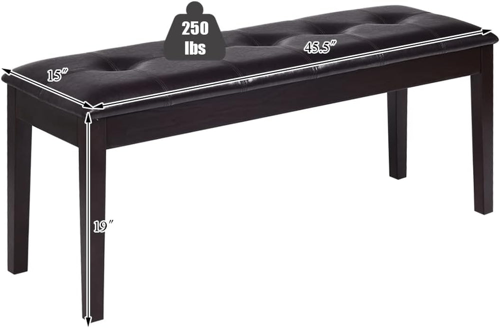 Upholstered Dining Bench Seat with PU Leather, End of Bed Bench | Button-Tuft...