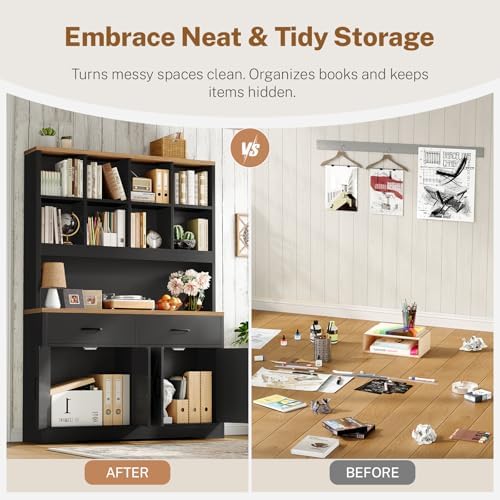 TEENFON Storage Cabinet with Doors and Drawers, Pantry Cabinets, 5 Tier Floor...