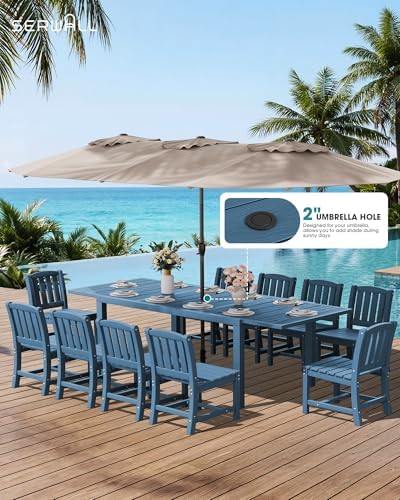 SERWALL Outdoor Dining Chairs Set of 4, Blue