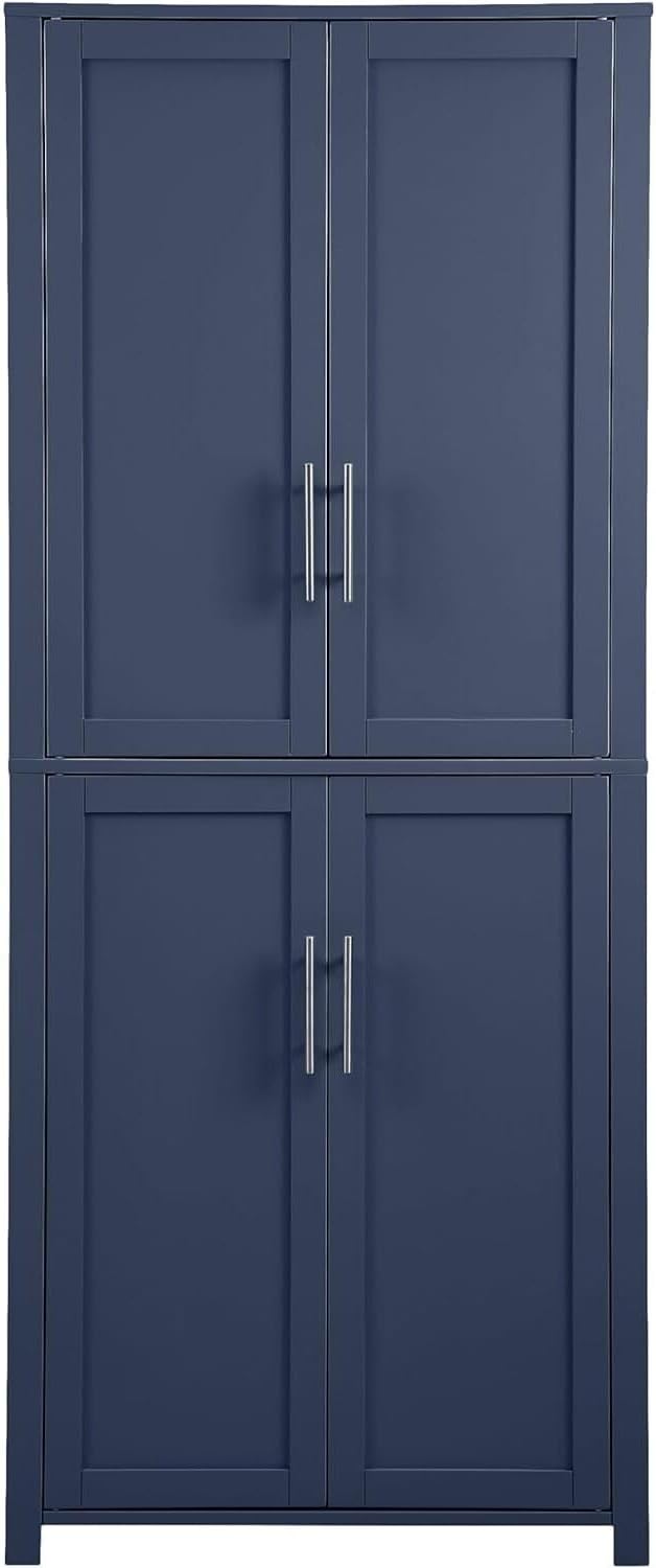 HomeStock African Artistry Tall Kitchen Storage Pantry - Navy Finish