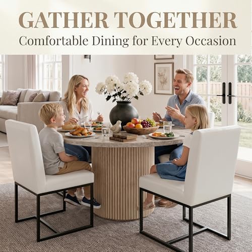 HNY Modern Dining Chairs Set of 6, Upholstered Leather Dining Room Chairs wit...