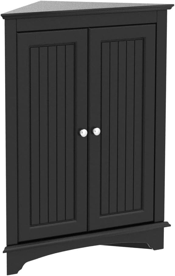 Spirich Corner Bathroom Cabinet with Doors and Adjustable Shelf, Espresso