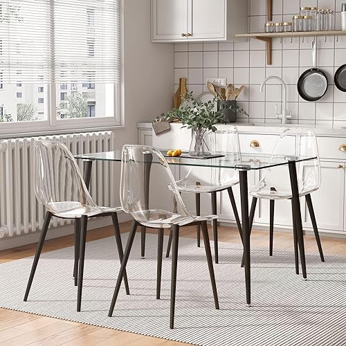 Baysitone Clear Dining Chairs Set of 4, Modern Kitchen Chairs with Transparen...