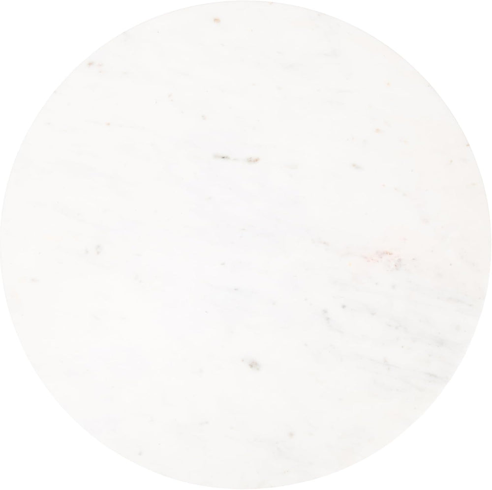 Kate and Laurel Squires Modern Marble Round Side Table, 16 x 16 x 24, White M...
