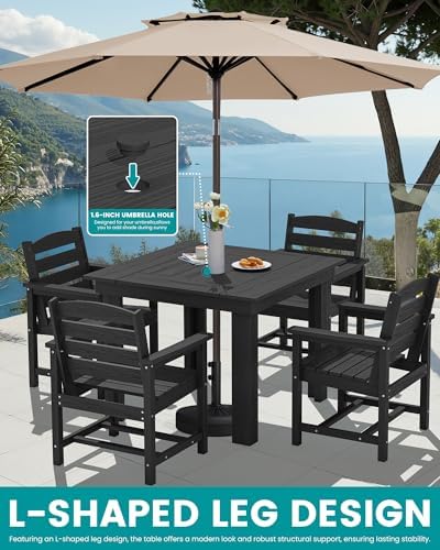 SERWALL HDPE Outdoor Square Dining Set for 4