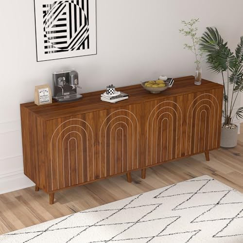 weselon 63" Sideboard Buffet Cabinet Set of 2, Modern Accent Cabinet wit...