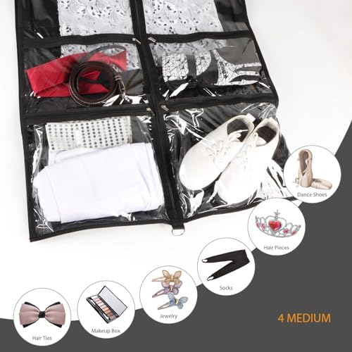 Syeeiex 40 Inch Clear Dance Costume Garment Bag, Black, 5 Pack | Clear PVC Wi...
