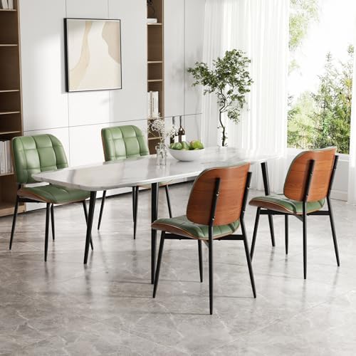 Dining Chairs Set of 6, Mid Century Modern Dining Room Chair, Upholstered Fau...