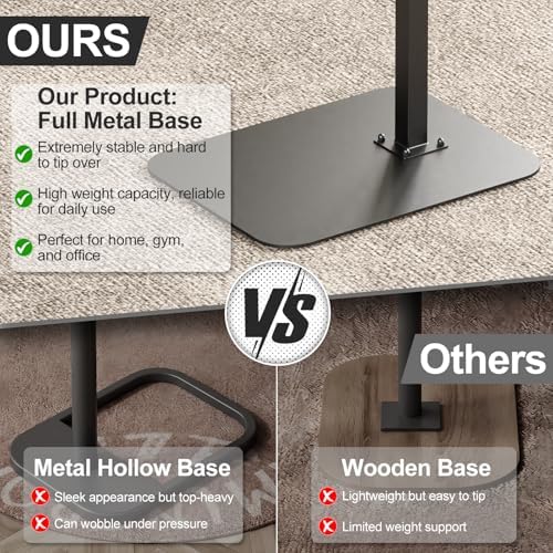 TV Tray Table Adjustable Height Swivel Couch Table with Heavy Metal Base